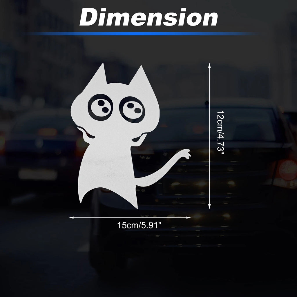 Reflective Bumper Decal for Car (White Square Cat)