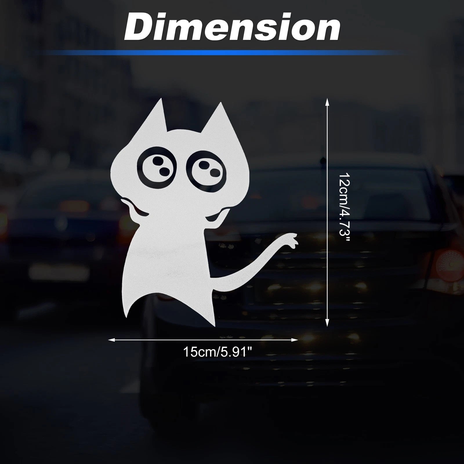 Reflective Bumper Decal for Car (White Square Cat)