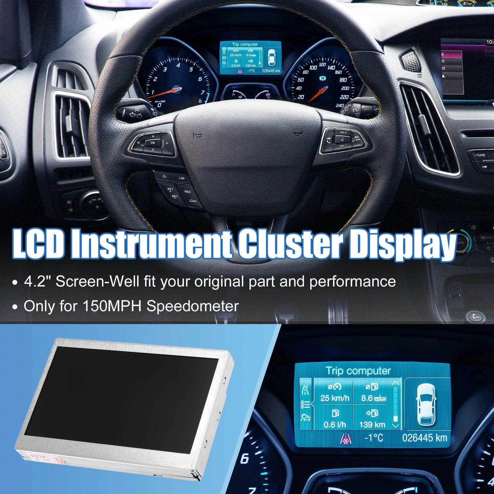 150MPH LCD Speedometer Replacement for Ford Escape Focus (2001–2011)
