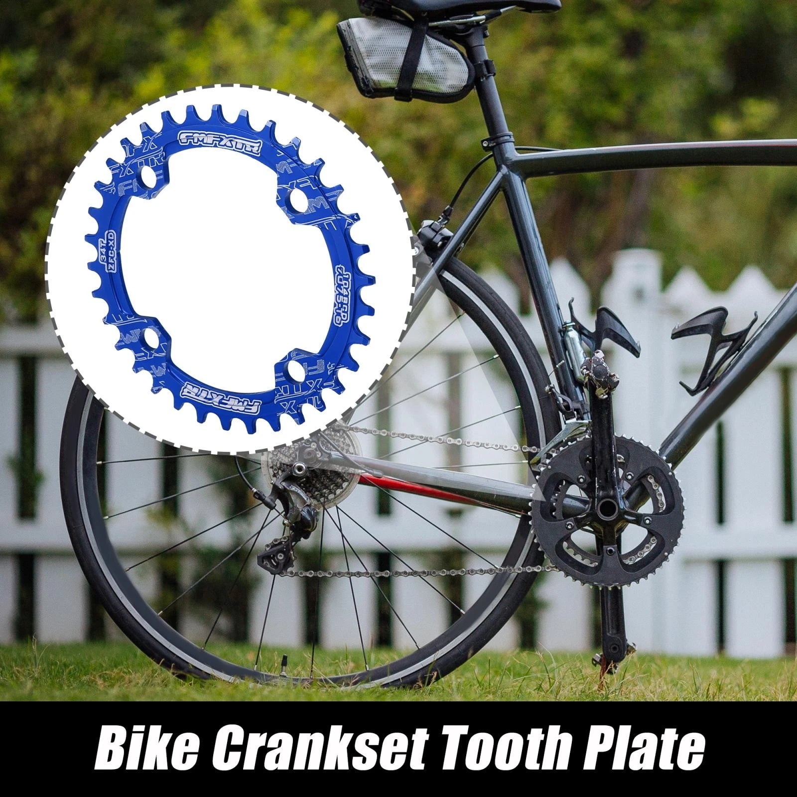34 Teeth Narrow Wide Chainring for Bicycle 104mm Crankset Blue (104mm)