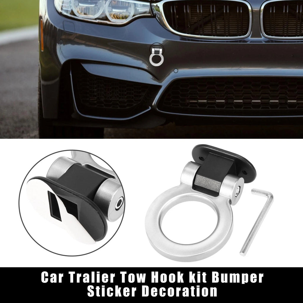 Tow Hook Decoration Ring for Car Bumper Trailer Silver Tone (Universal)