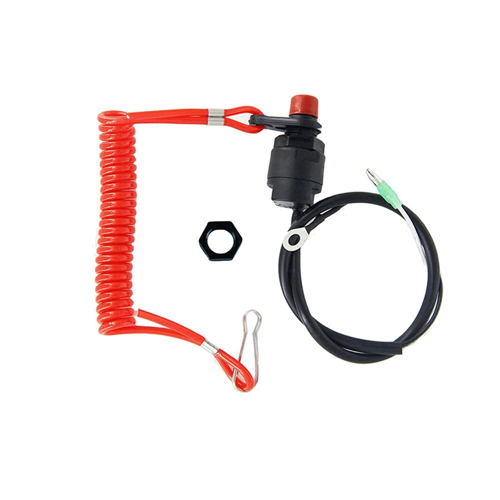Outboard Engine Stop Kill Switch with Safety Tether Lanyard for Boat