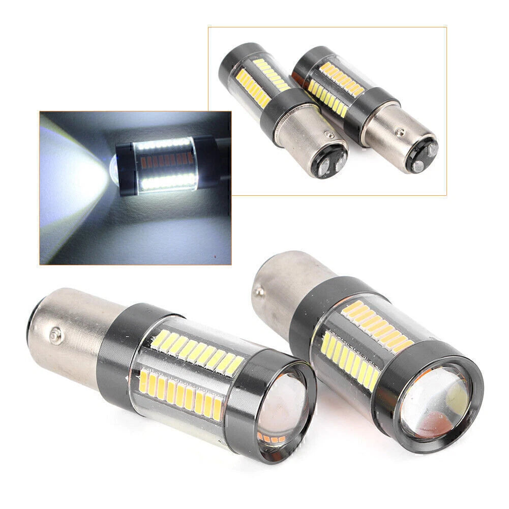 2X Amber White Switchback 1157 BAY15D 4014 66SMD LED Turn Signal Bulbs