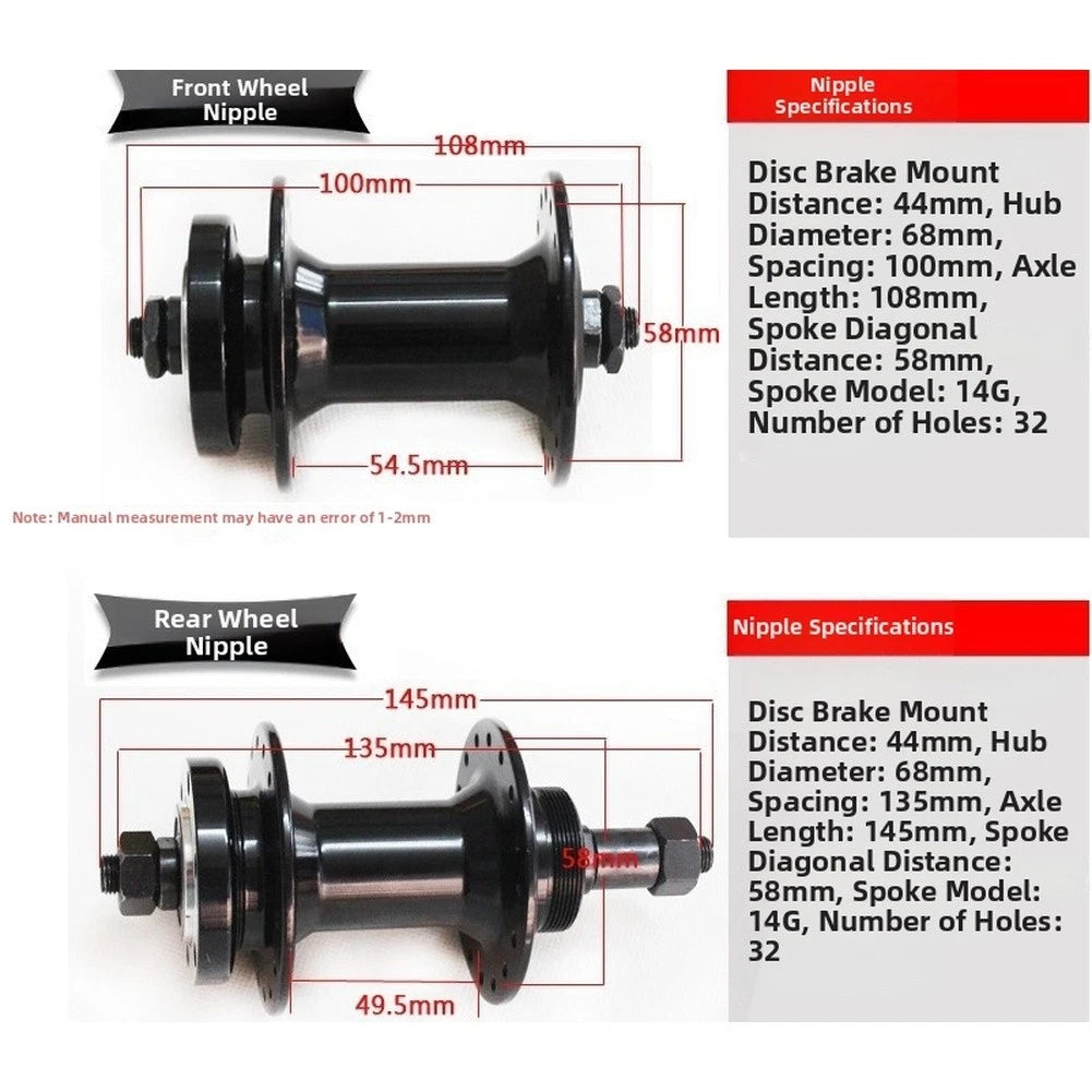 32 Hole MTB Bearing Hub for Disc Ready Bikes (100x135mm)