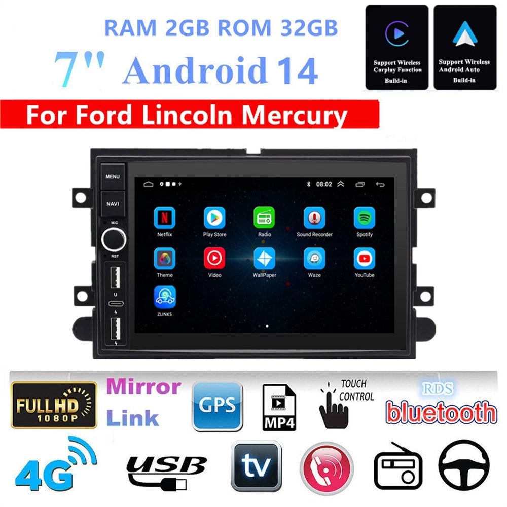 7'' Carplay Car Stereo GPS Head Unit for Ford Mustang (2005–2009)