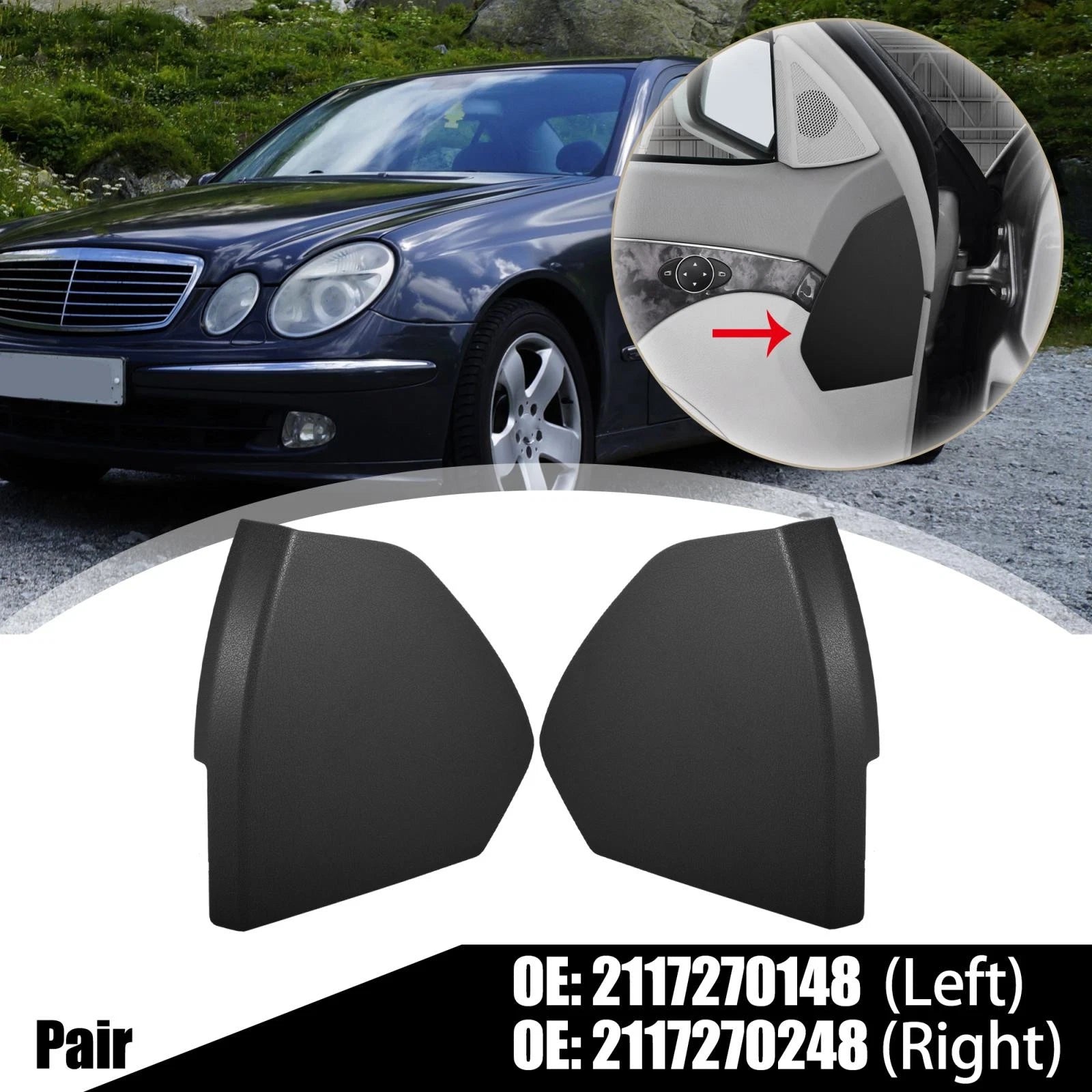 Front Car Door Cover Trim Pair Left Right for Mercedes Benz E-Class (2003–2009)
