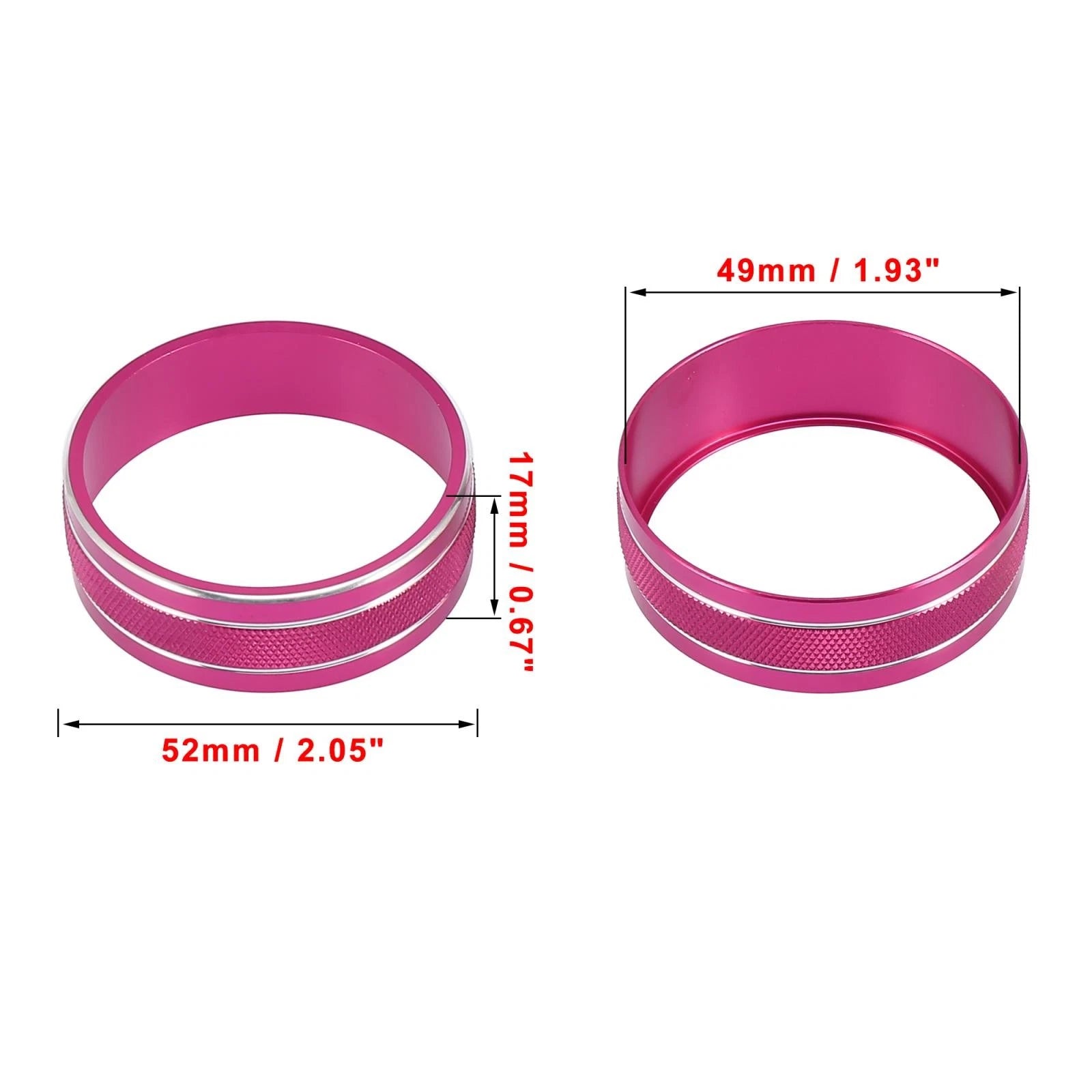 A/C Switch Knob Cover Ring Kit Pink Silver Tone for Jeep for Dodge (3PC)