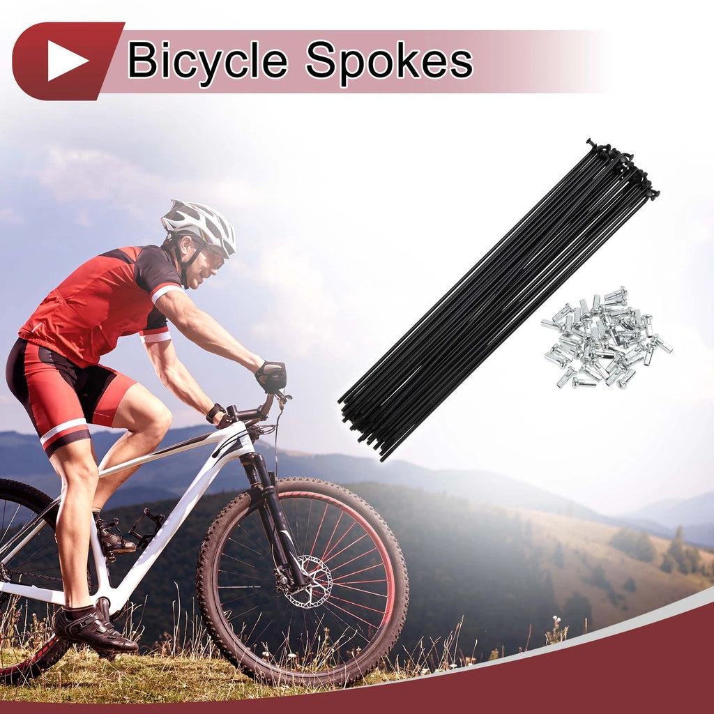 Bicycle Spoke Set 207mm Carbon Steel Black for 14G (2005–2015)