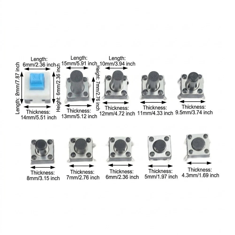 Push Button Tactile Switch Kit for Multiple Applications (180 Pieces)