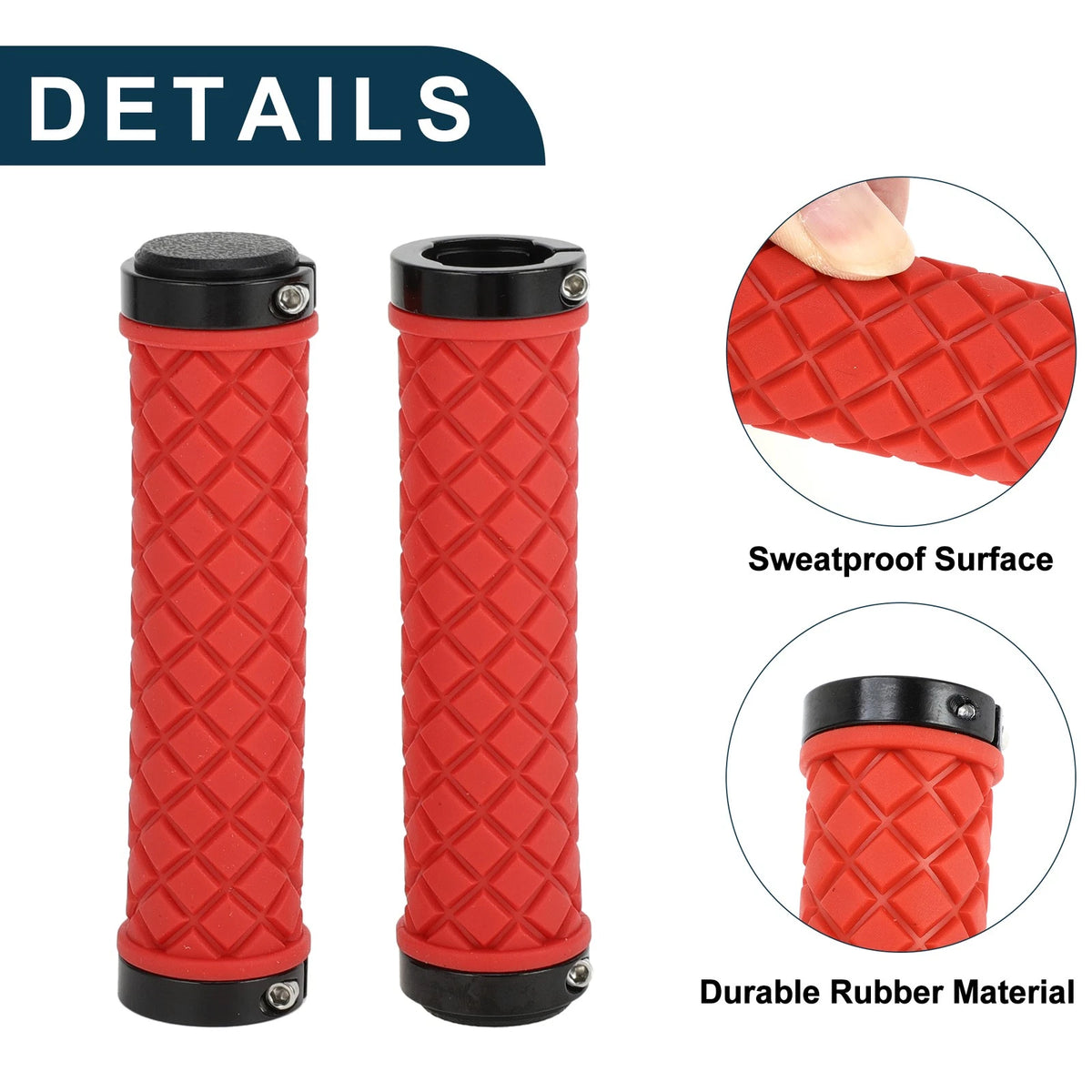 Bike Handlebar Grips Cover 128mm Lightweight MTB End Grips Protector Red 1 Set
