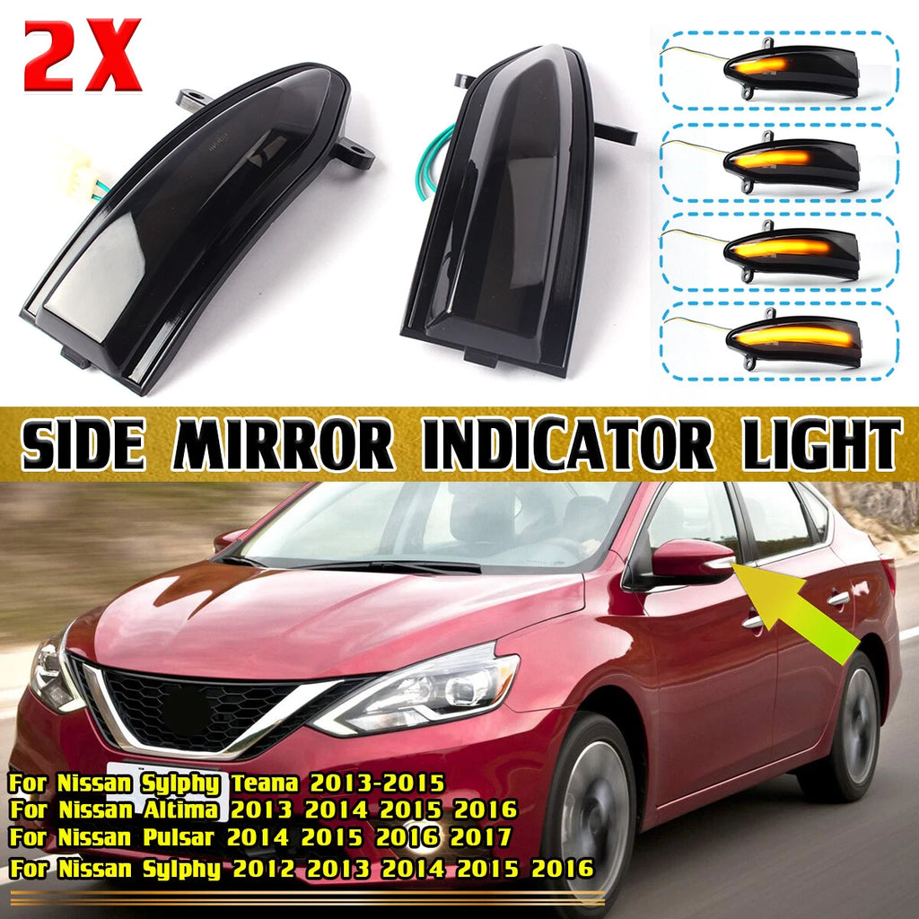 Sequential LED Side Mirror Turn Signal Light for Nissan Altima Teana Sentra (2013)