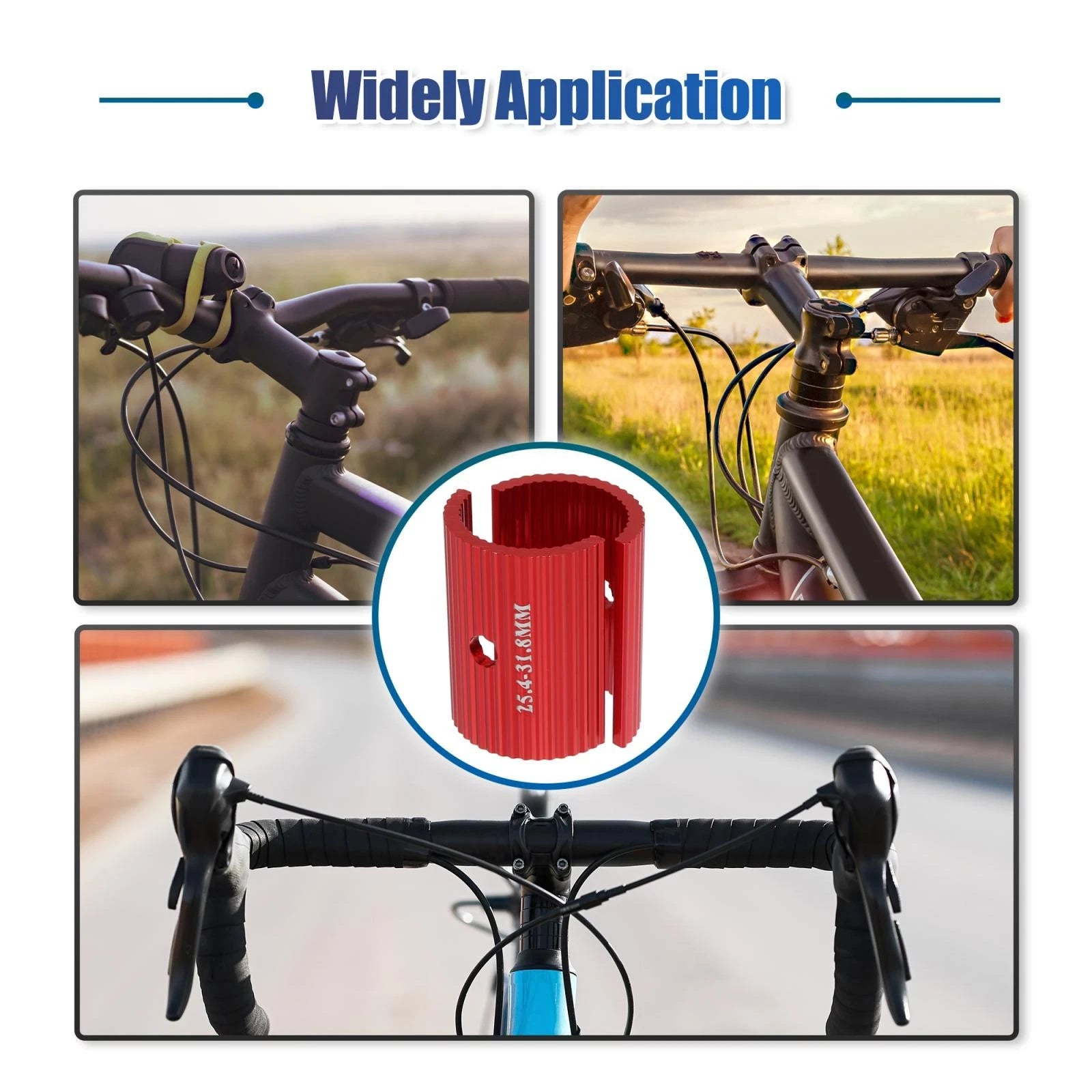 Handlebar Shims Pair Universal for Bicycle Stem Red (Fits 25.4mm)