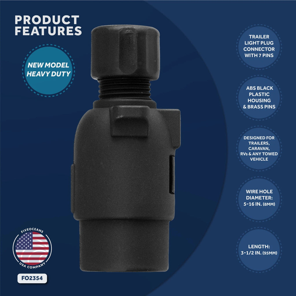 7-Way Round Trailer Plug Adapter for Five Oceans (FO2354)