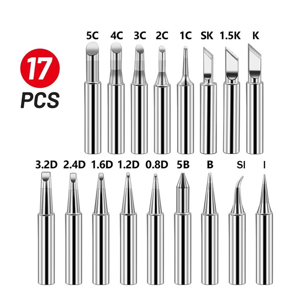 17pcs Lead Soldering Iron Tip Set for HAKKO 936 YIHUA Station