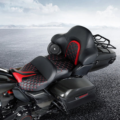 Seat Backrest for Harley Touring Road Glide (2014–2023) - Black Red