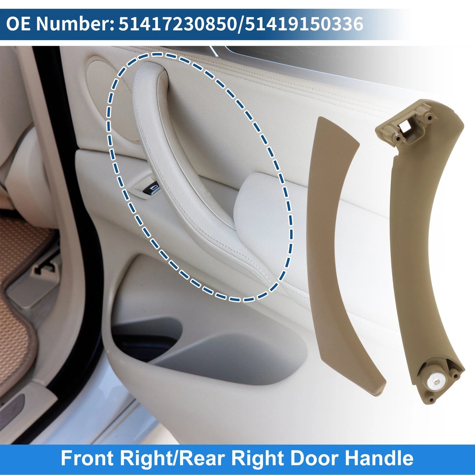 Inner Door Panel Handle for BMW 3 Series E90 E91 (2004–2012) No. 51417230850 Beige