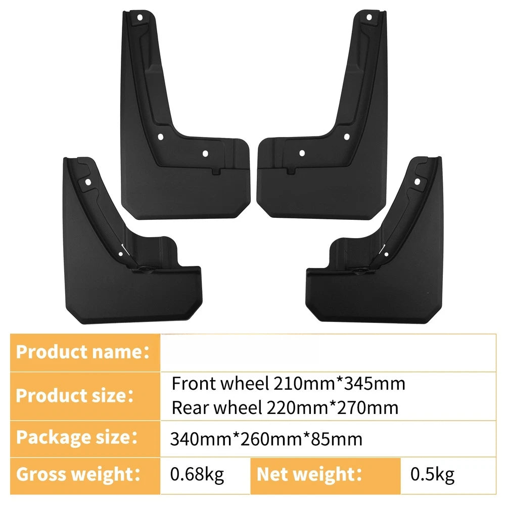 For VinFast VF 3 2022-2026 Tire Mud Flaps Front 345x210mm Rear 270x220mm