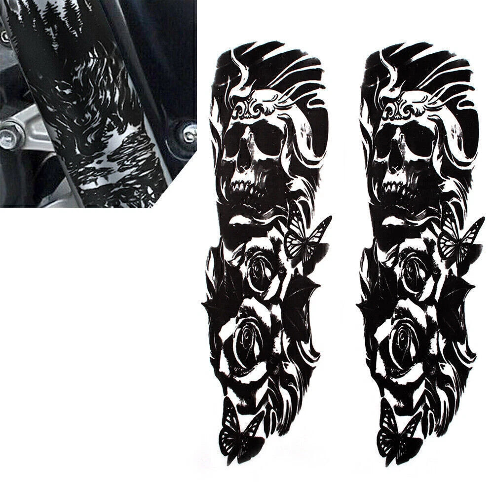 Custom Front Fork Skull Decal Medallion Stickers for Harley Yamaha (C)