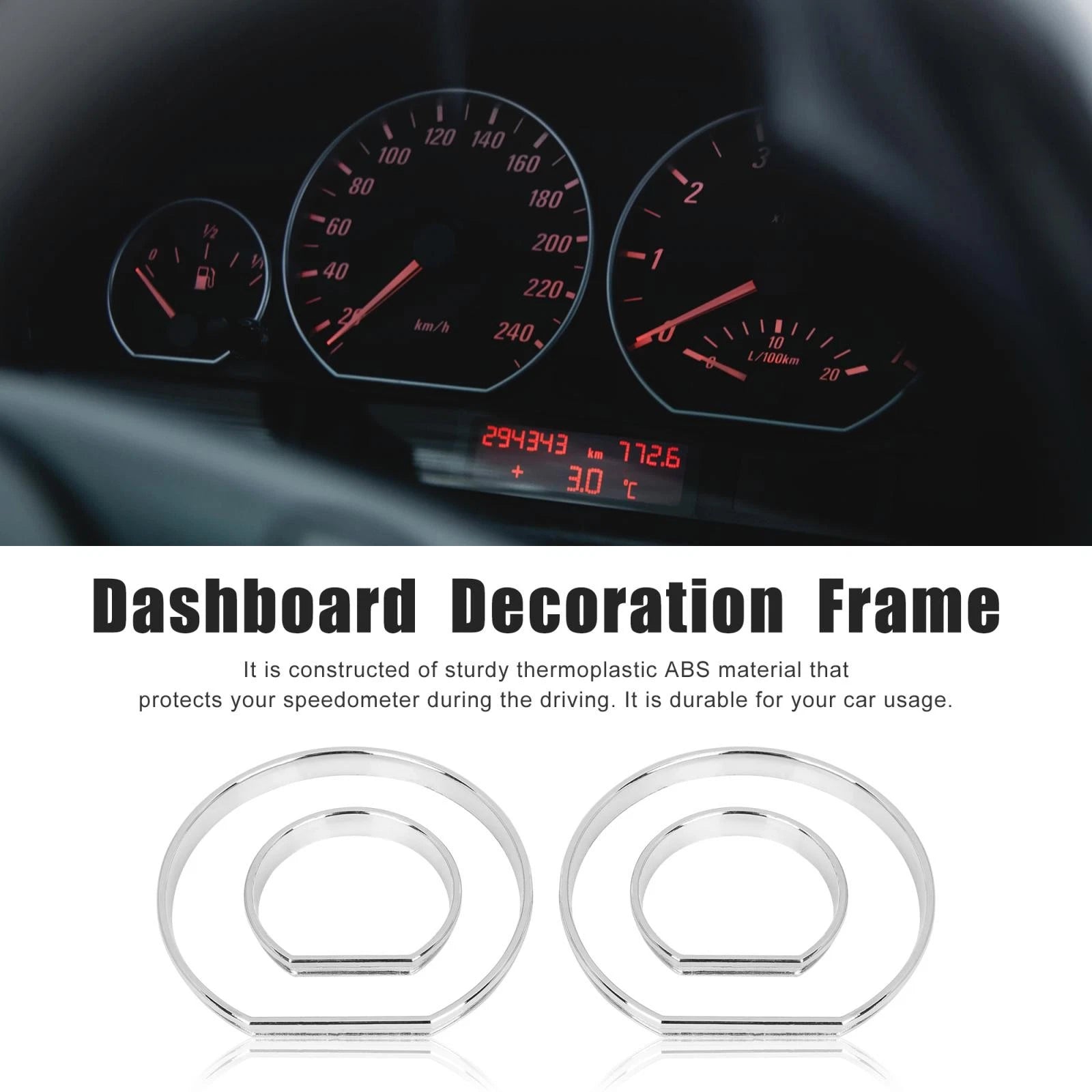 Chrome Speedometer Gauge Dial Rings Trim Frame Kit for BMW E46 M3 (1999–2006)