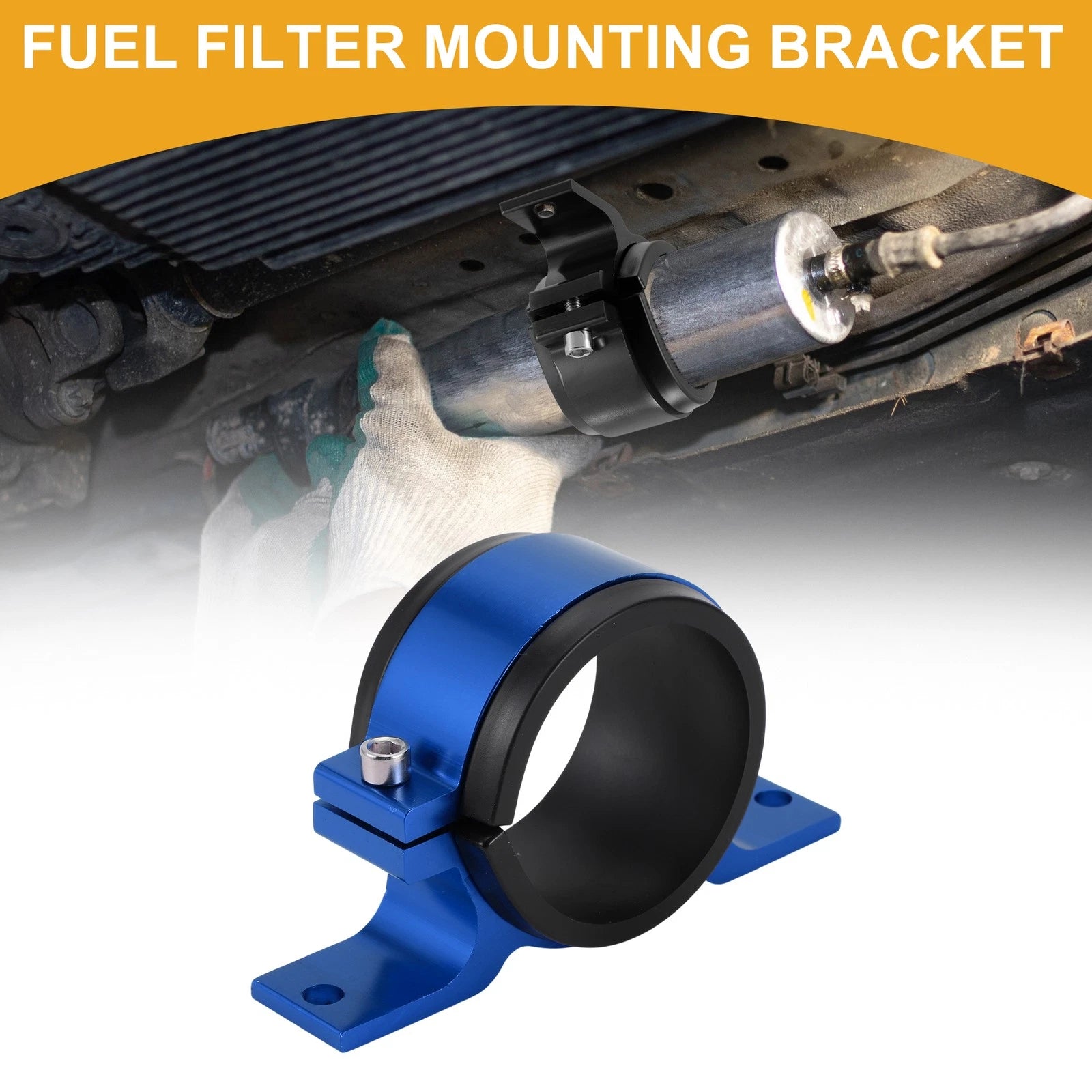 Fuel Filter Mounting Bracket for Universal Applications (58mm) - Aluminum Blue