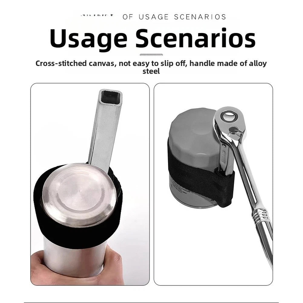 Oil Filter Wrench for Maintenance Tool (Nylon Strap, Alloy Steel Handle)