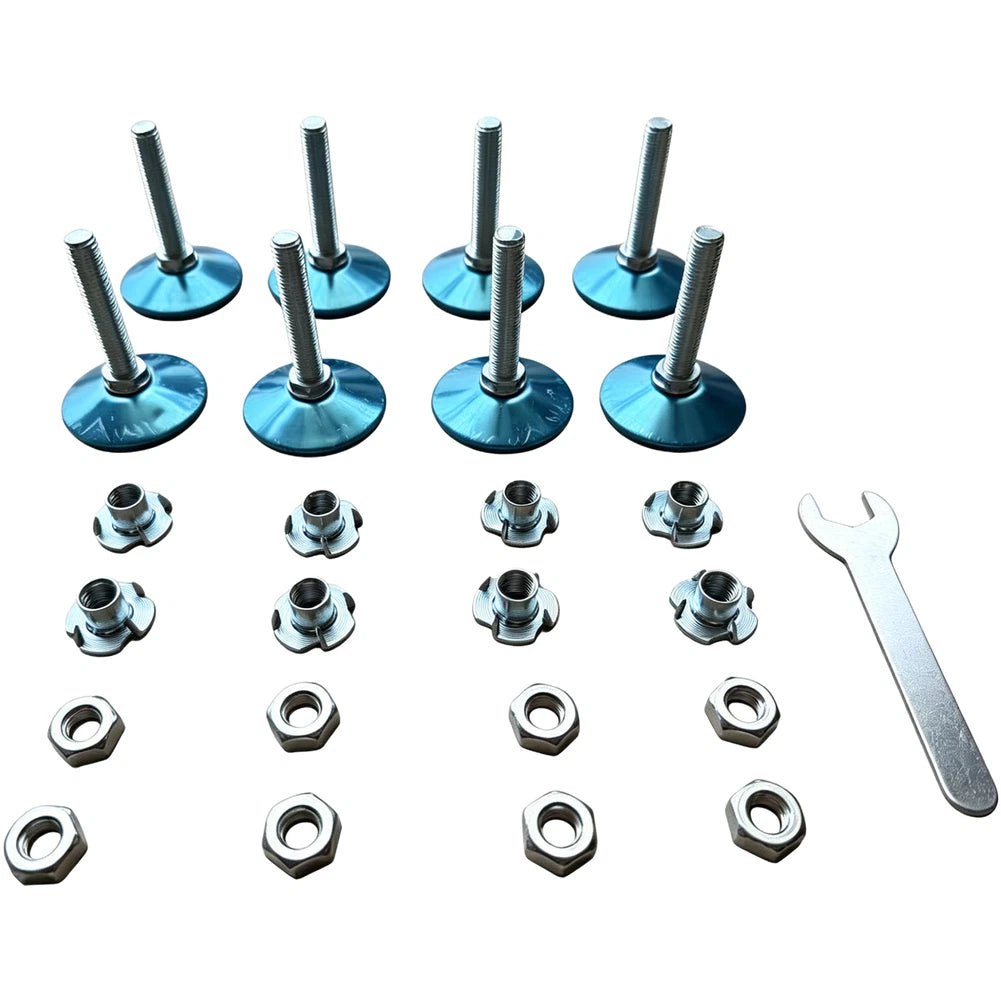 8pcs Adjustable Stainless Steel Legs with Rubber Pads for Tables/Sofas