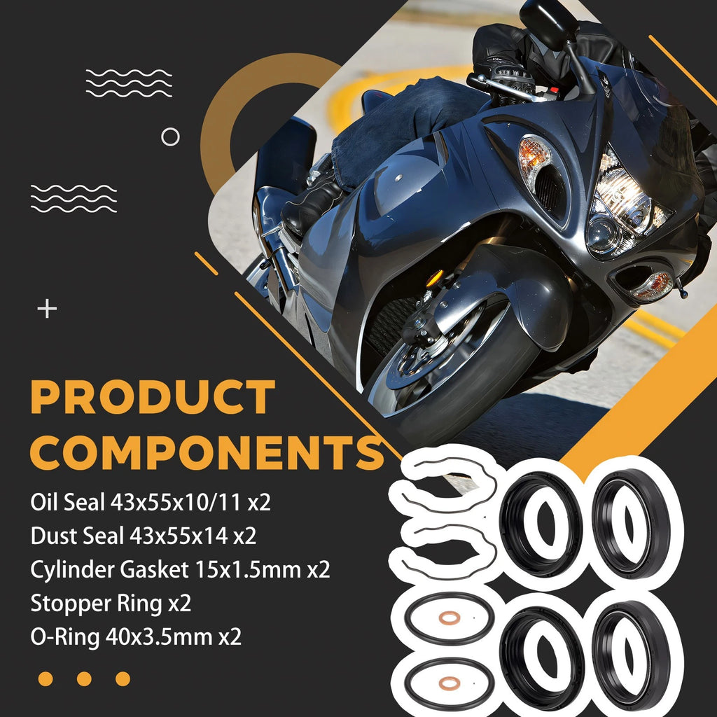 Set of 2 Front Fork Oil Seals for Suzuki GSX1300R Hayabusa (2008–2024) / GSXR1000 (2005–2008)