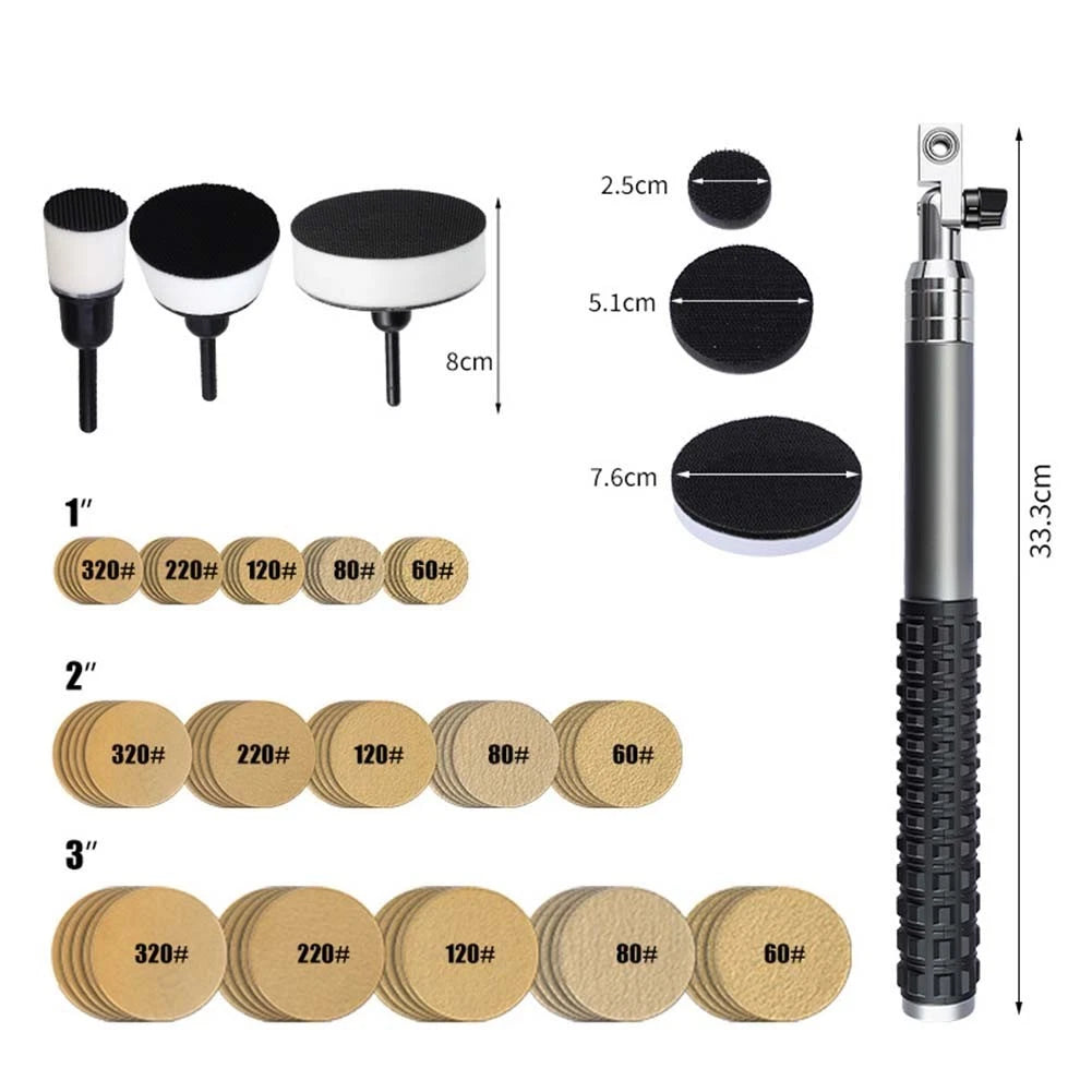 Adjustable Wood Bowl Sander Kit with 75 Sanding Discs for Woodworking