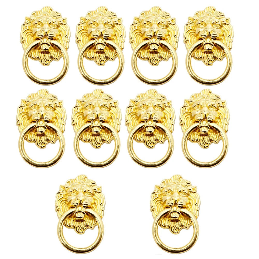 10Pcs Pull Handle Ring Lion Head Cabinet Pulls Door Drawer Knob Hardware Decor