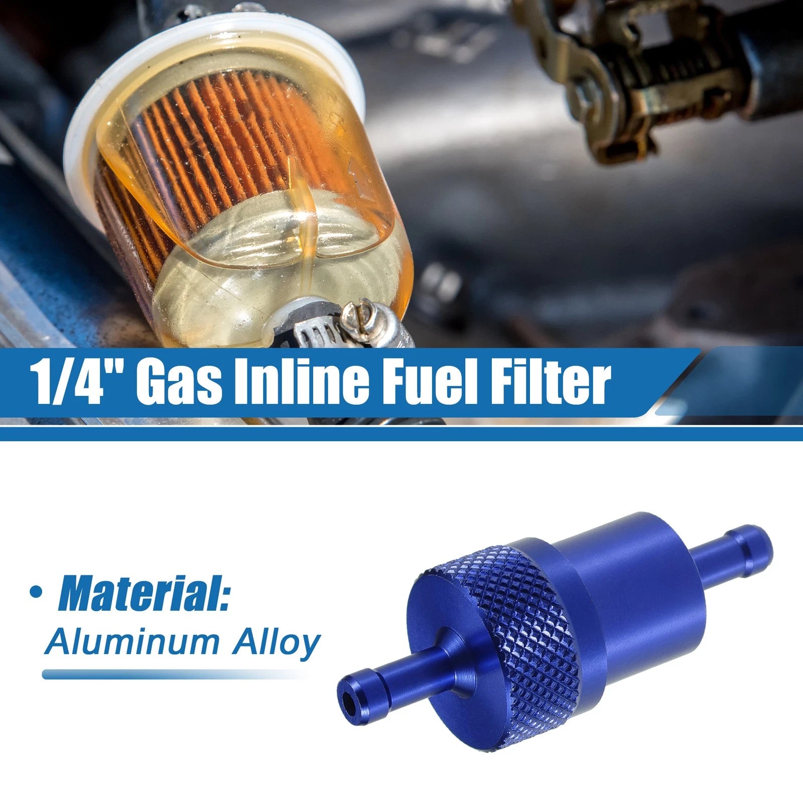 Gas Inline Fuel Filter Replacement for Bike ATV UTV Gasoline Blue (Universal)