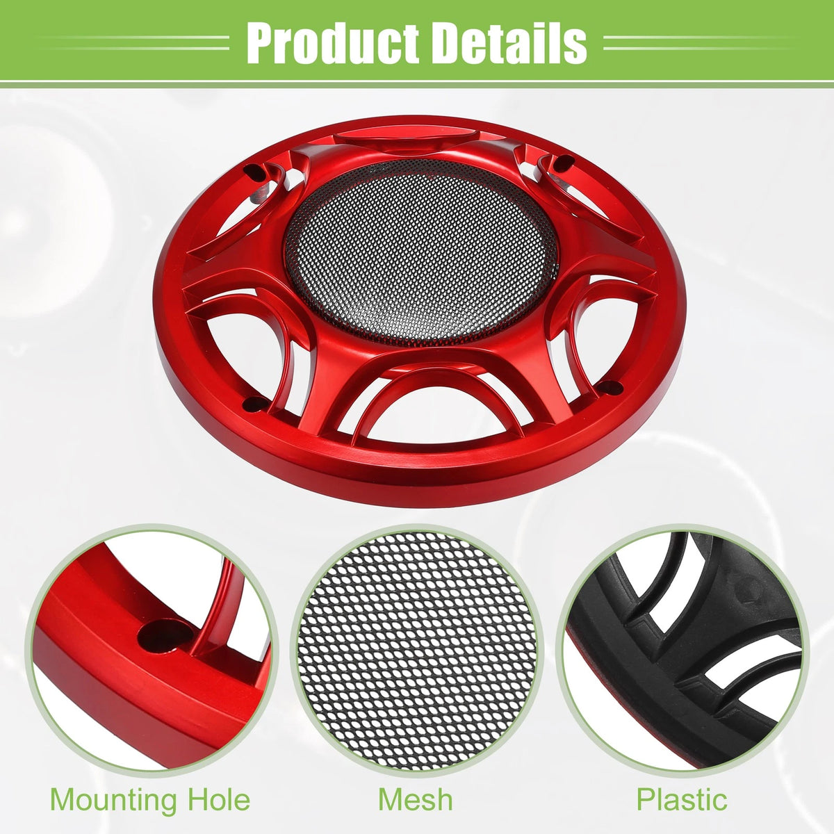 Set of 4 Speaker Grill Covers for Car Audio Subwoofer (8", Red)