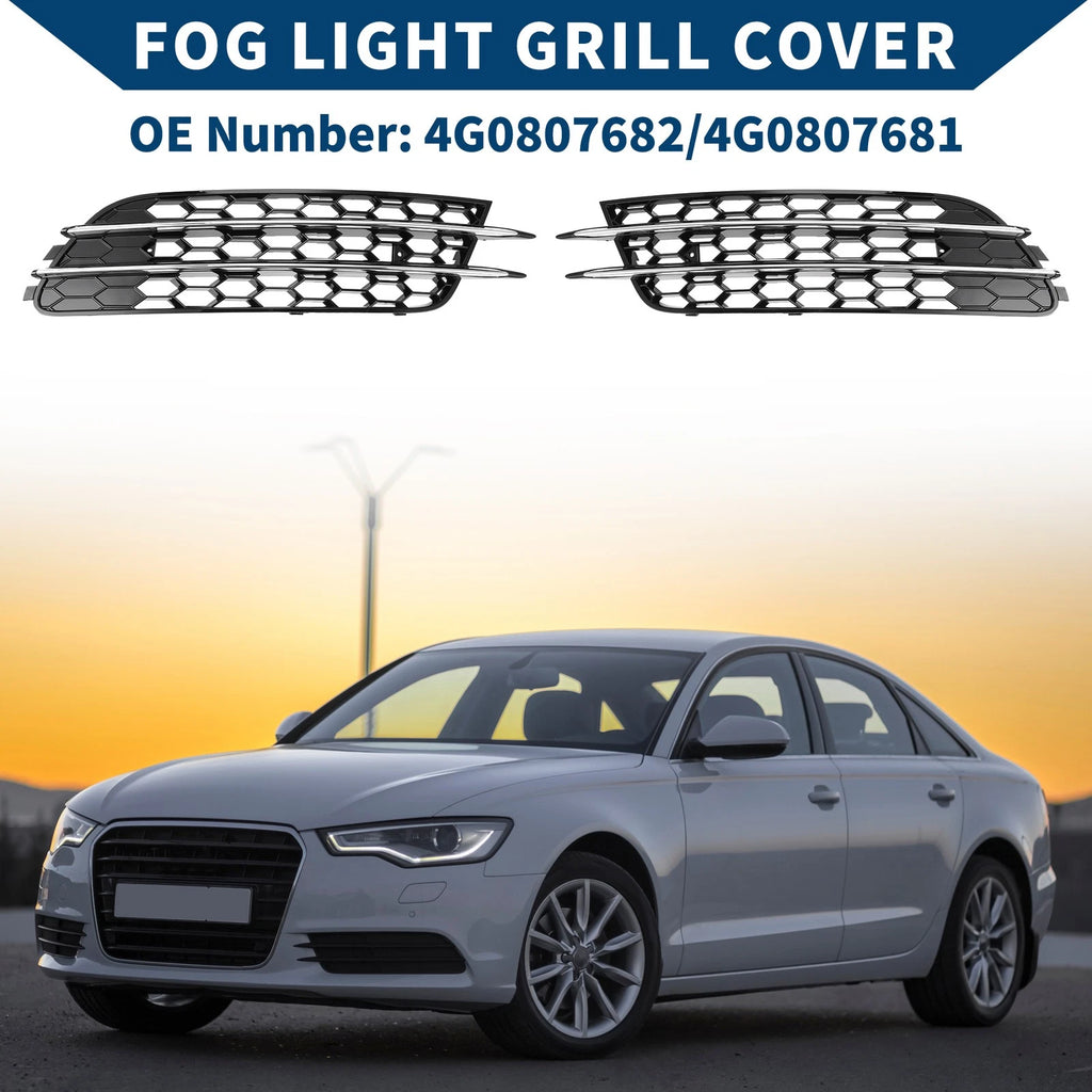 Front Fog Light Grill Pair Replacement for Audi A6 C7 (2012–2015)