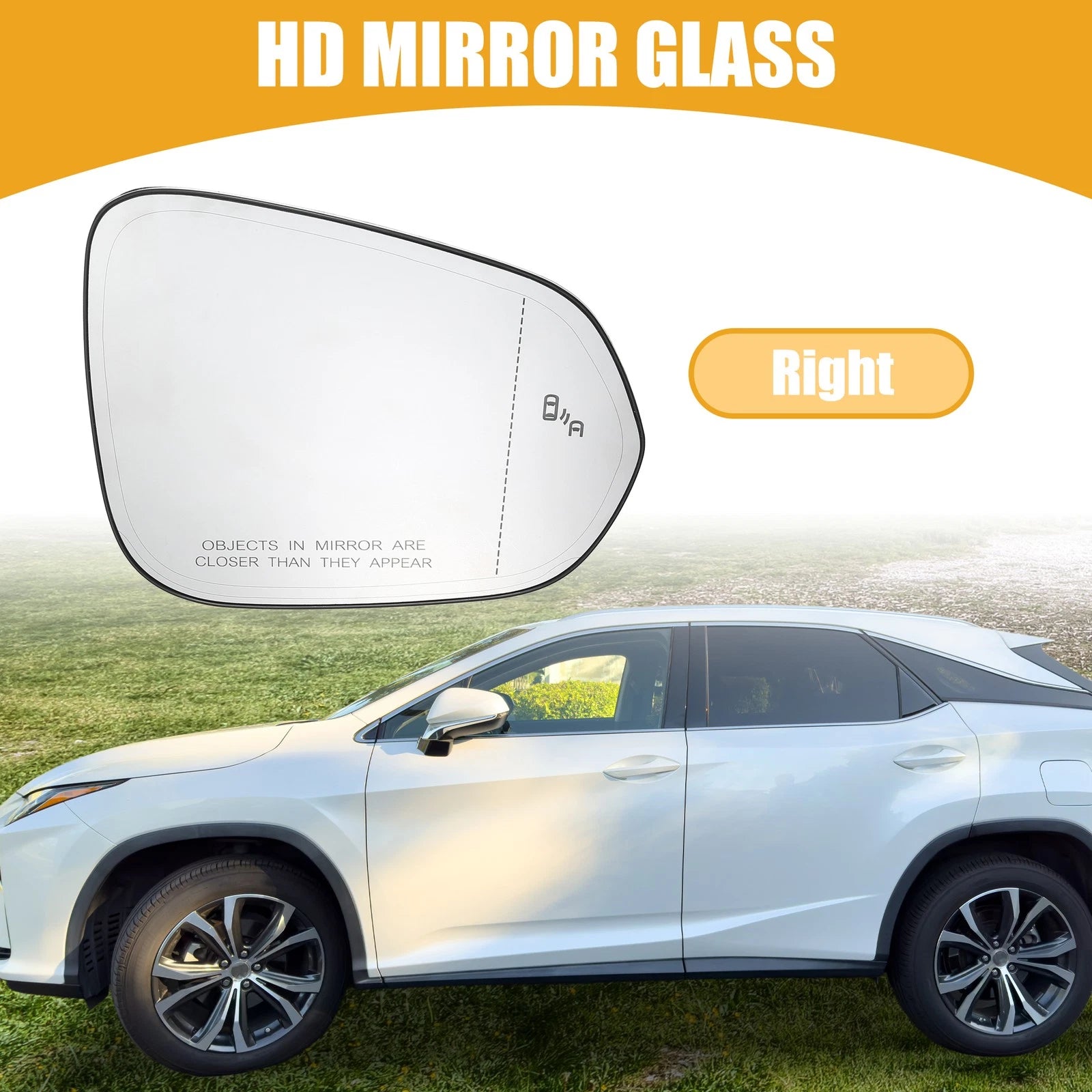 Right Side Rear View Mirror Glass Replacement for Lexus RX350 (2016–2022)
