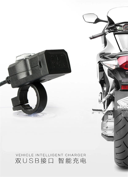 Dual-USB Charger Power Socket Adapter for Motorbike Motorcycle (12V)