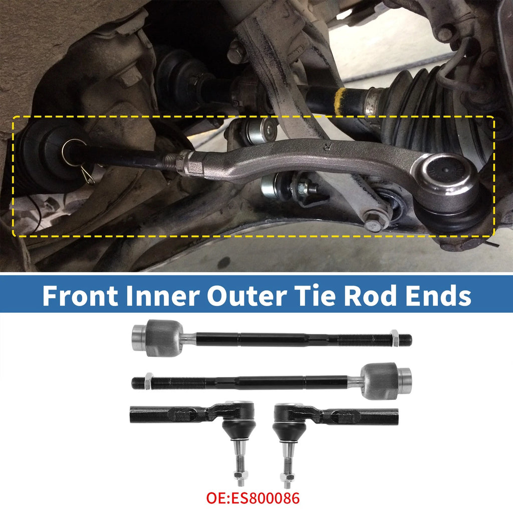 4PC Front Inner Outer Tie Rod End Link for Chevrolet Malibu (2004–2012)