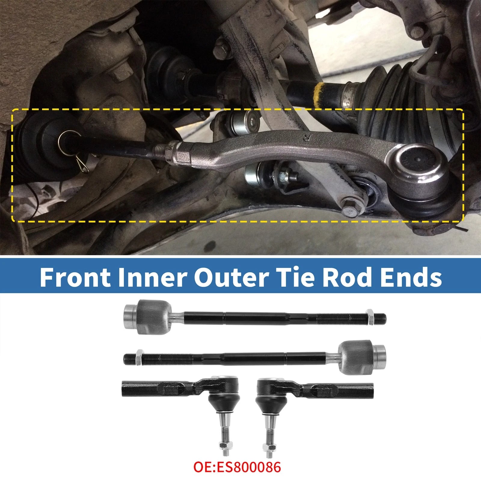 4PC Front Inner Outer Tie Rod End Link for Chevrolet Malibu (2004–2012)