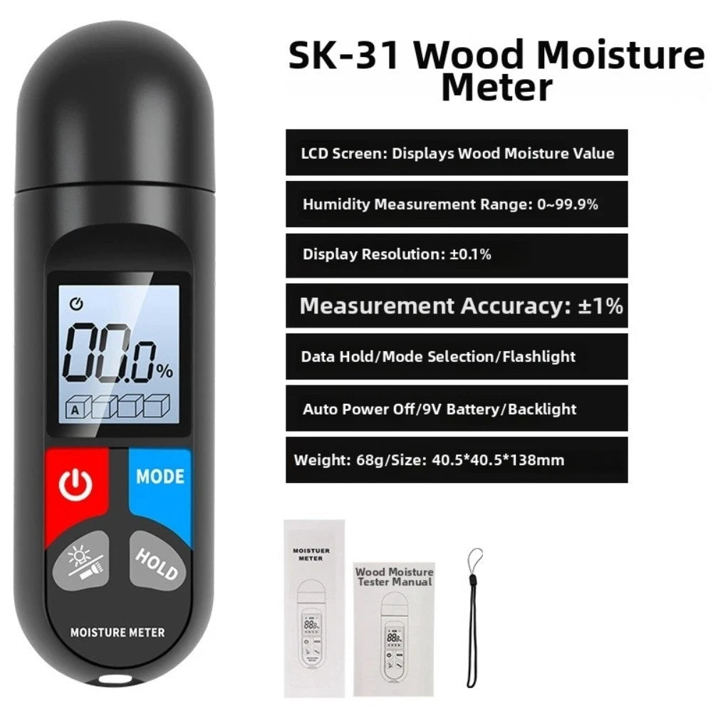 SK31 Wood Moisture Tester for Accurate Readings (Portable Design)