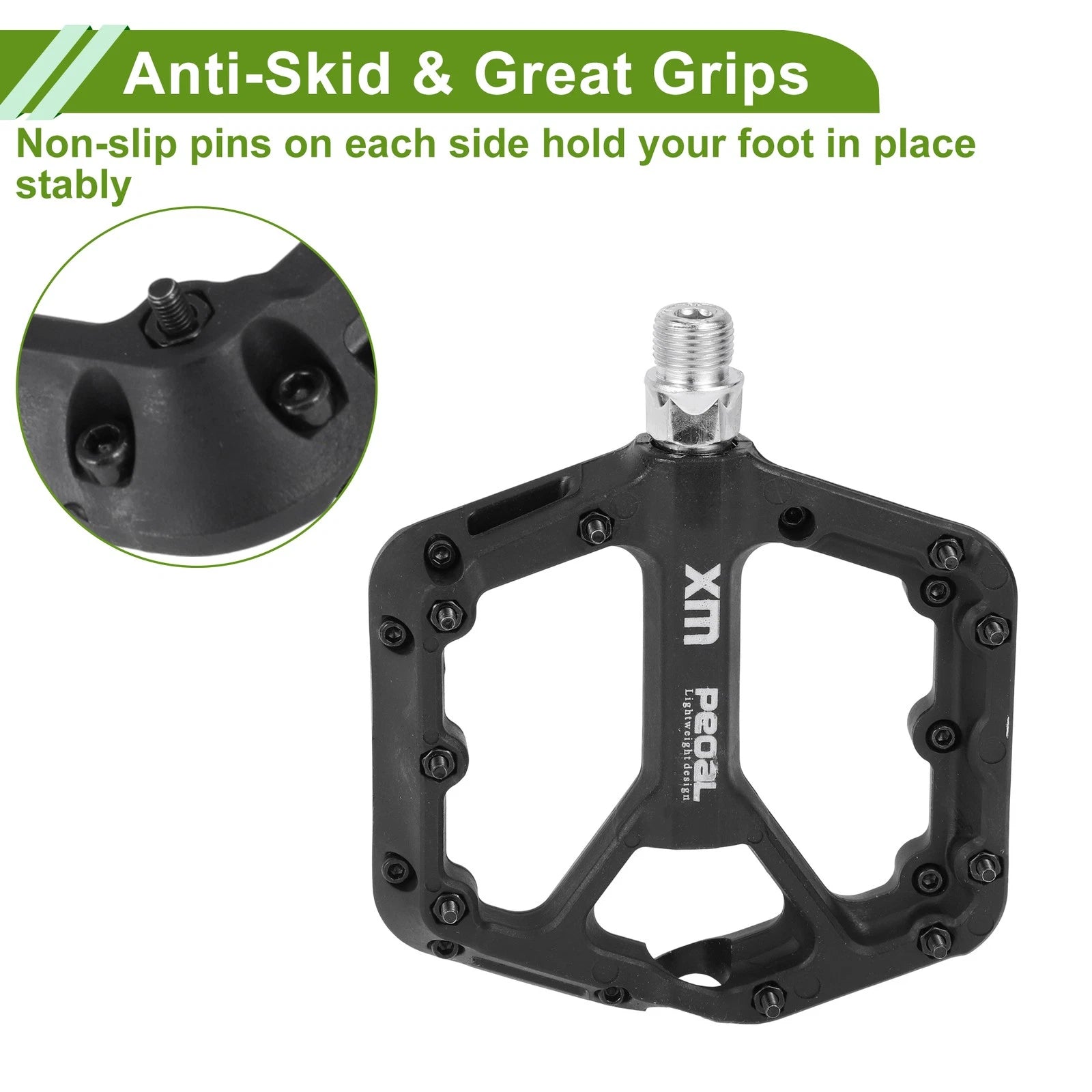 Nylon Bicycle Pedals Pair Black 14mm for 14mm Crank (Any Model 2010–2026)