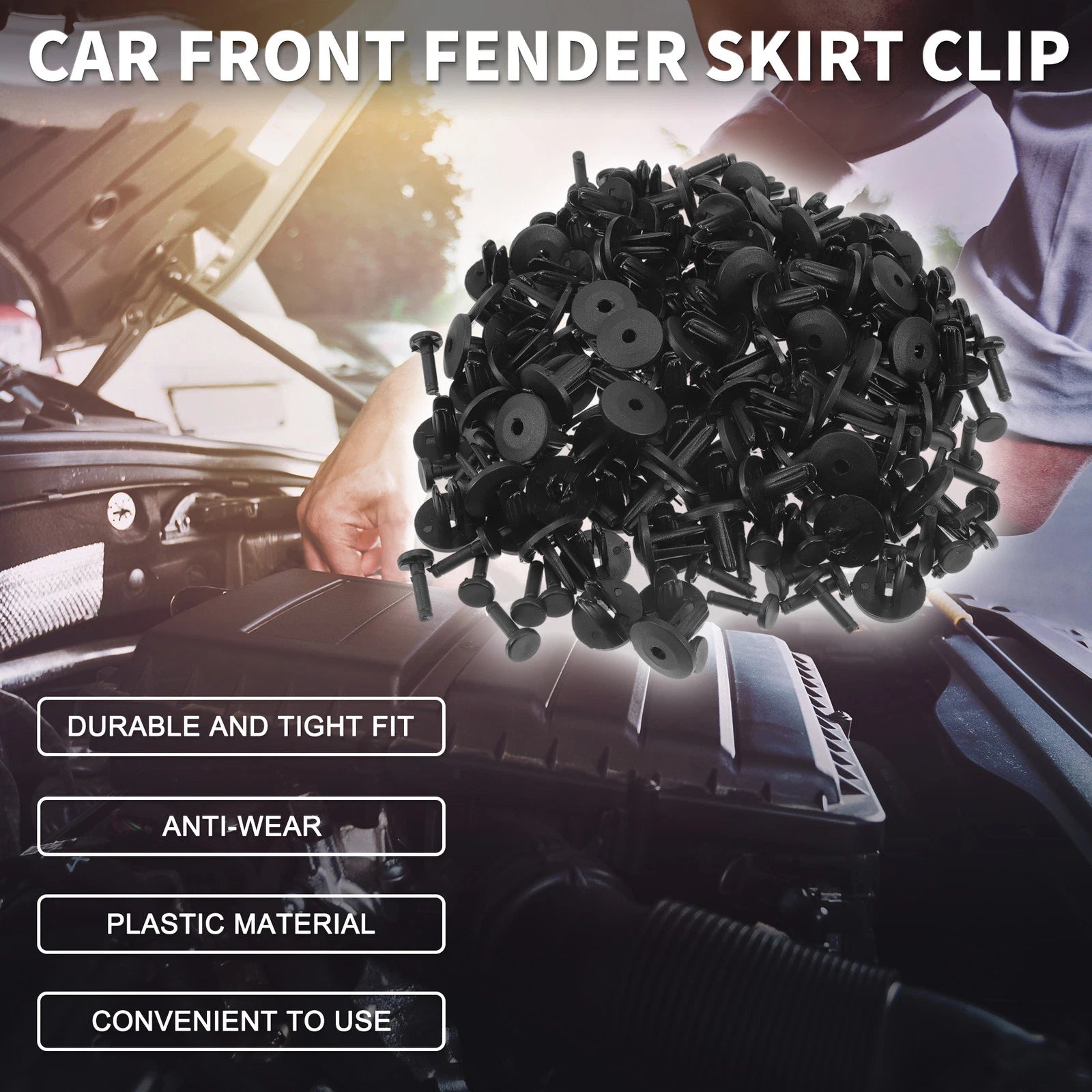 100 Pcs Front Fender Skirt Clip for GM Bumper Push Type Retainer