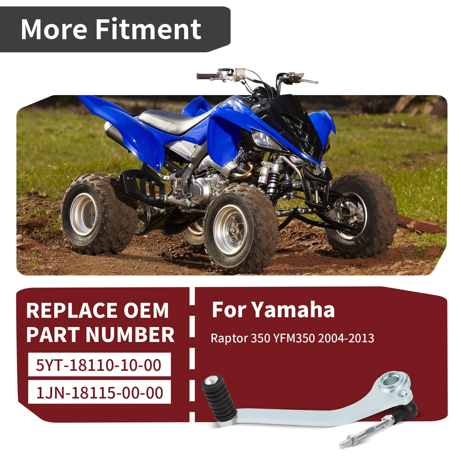 Foot Shifter for Yamaha Raptor 350 SE II (2004–2013) 5YT-18110-10-00, 1JN-18115-00-00