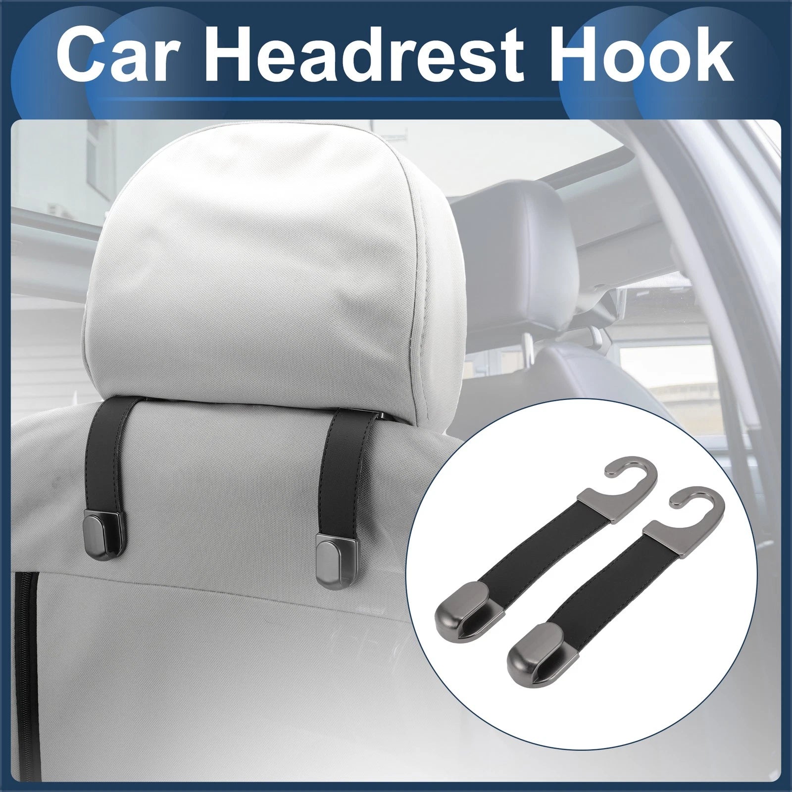 2 Pcs Universal Car Seat Headrest Hook for Hanging Purses (Black)