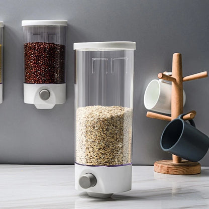 Rice Dispenser Wall Mounted for Dry Food Storage (White Finish)