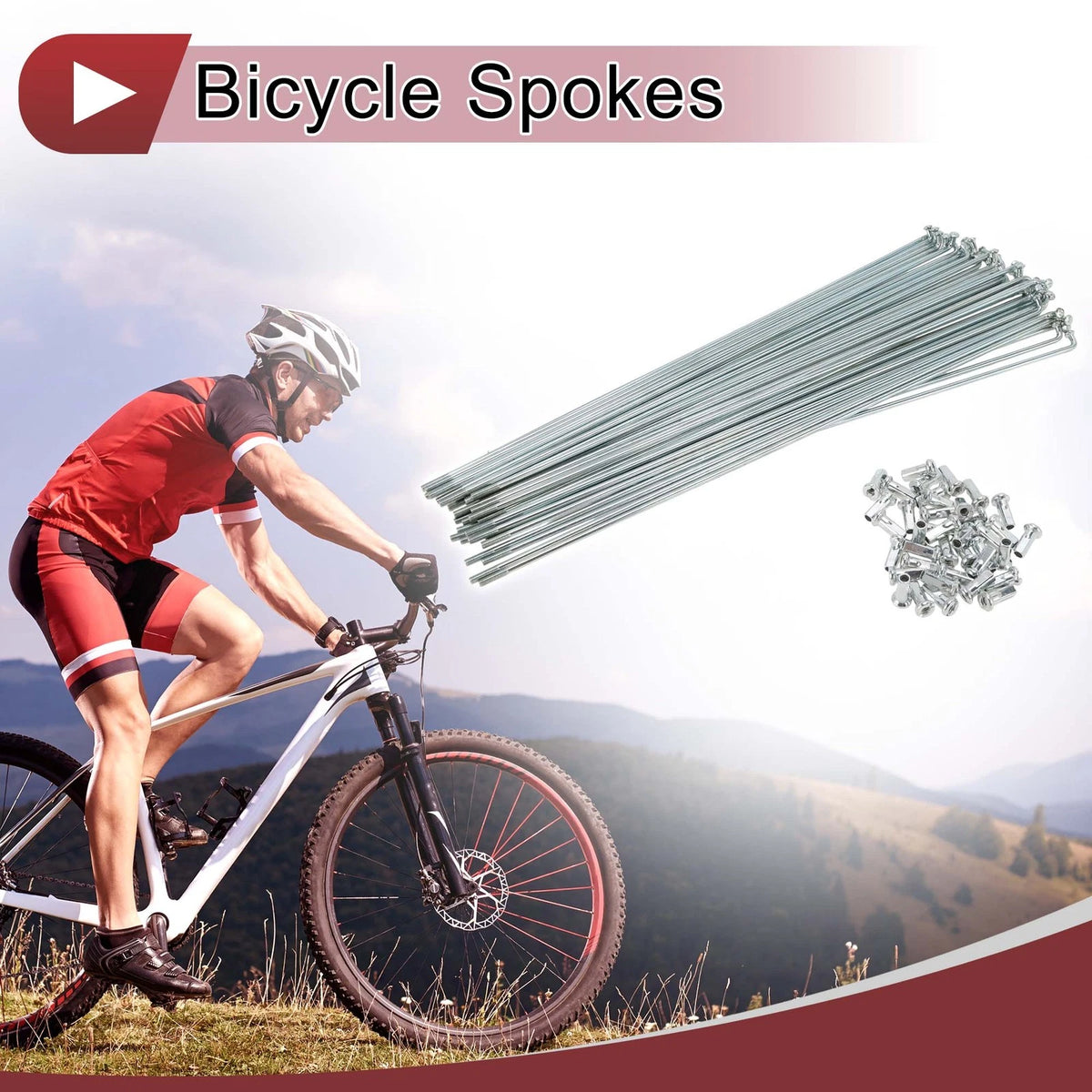 Set Bicycle Wheel Spokes 263mm Galvanized Carbon Steel for 12G (38)