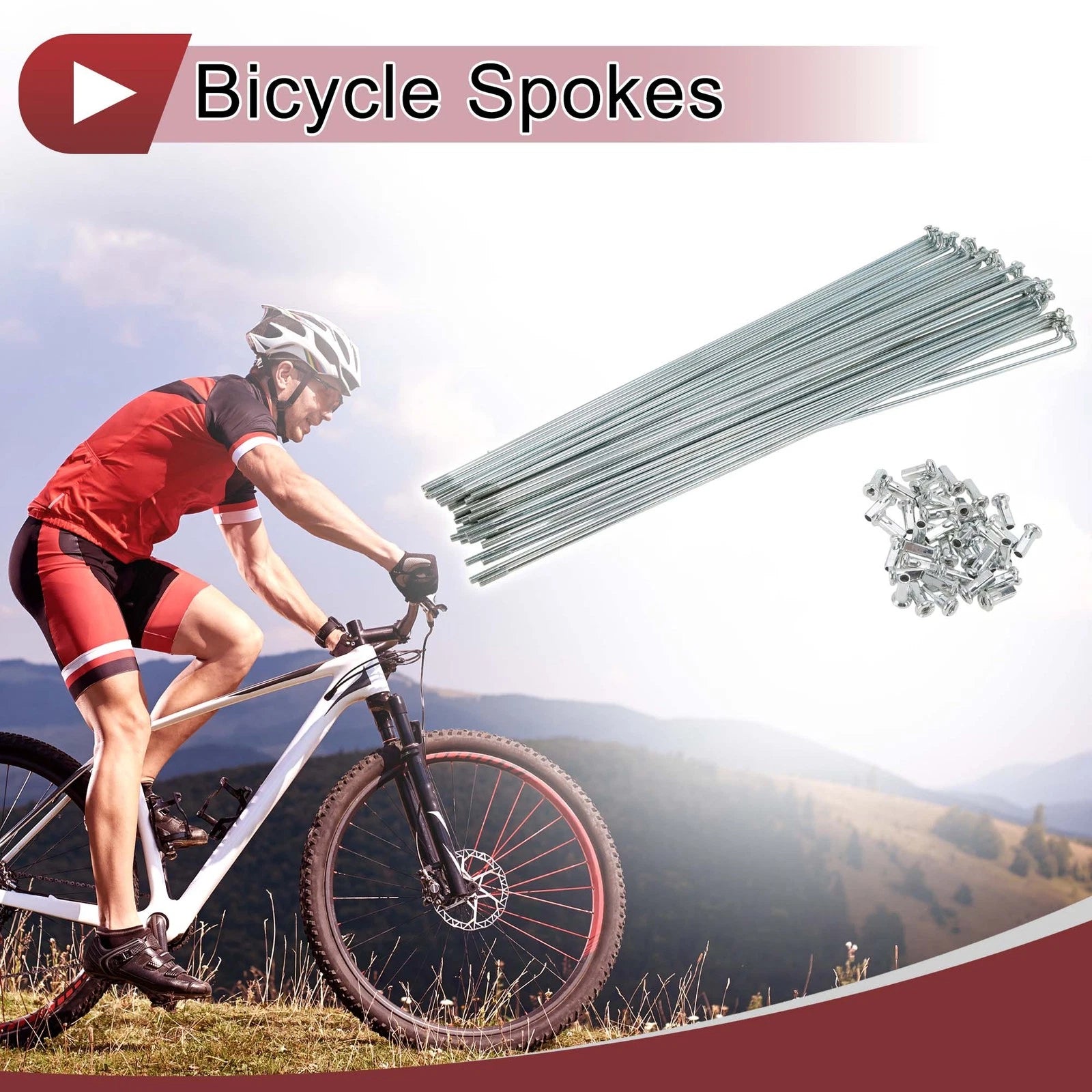 Set Bicycle Wheel Spokes 263mm Galvanized Carbon Steel for 12G (38)