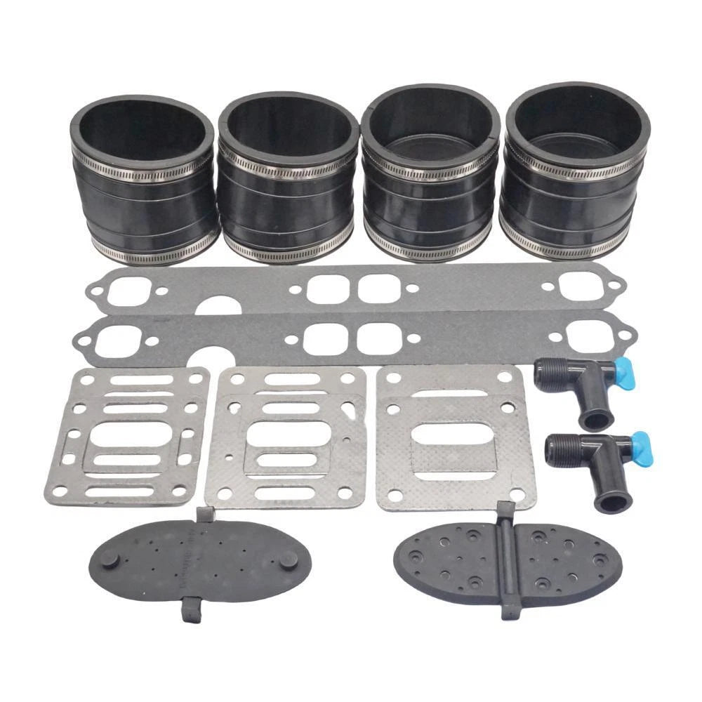 Set of 2 Exhaust Manifold Gaskets w/ Bellow for Mercruiser 4" GM 305 350 377