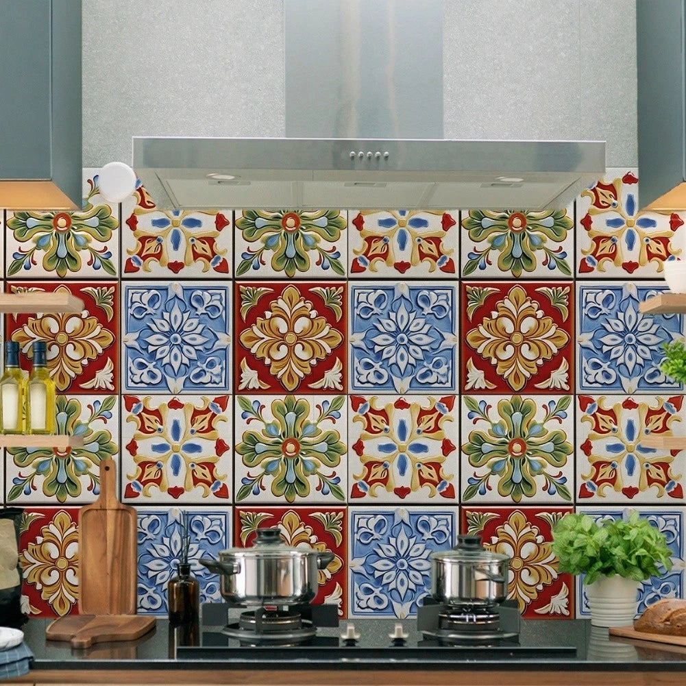 12Pcs Matte Floral Wall Tile Stickers for Wall Use