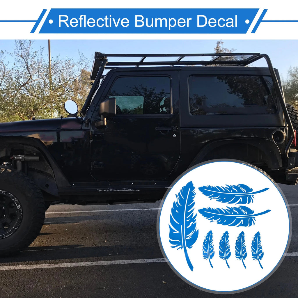 Reflective Bumper Decal for - Blue Square Feather