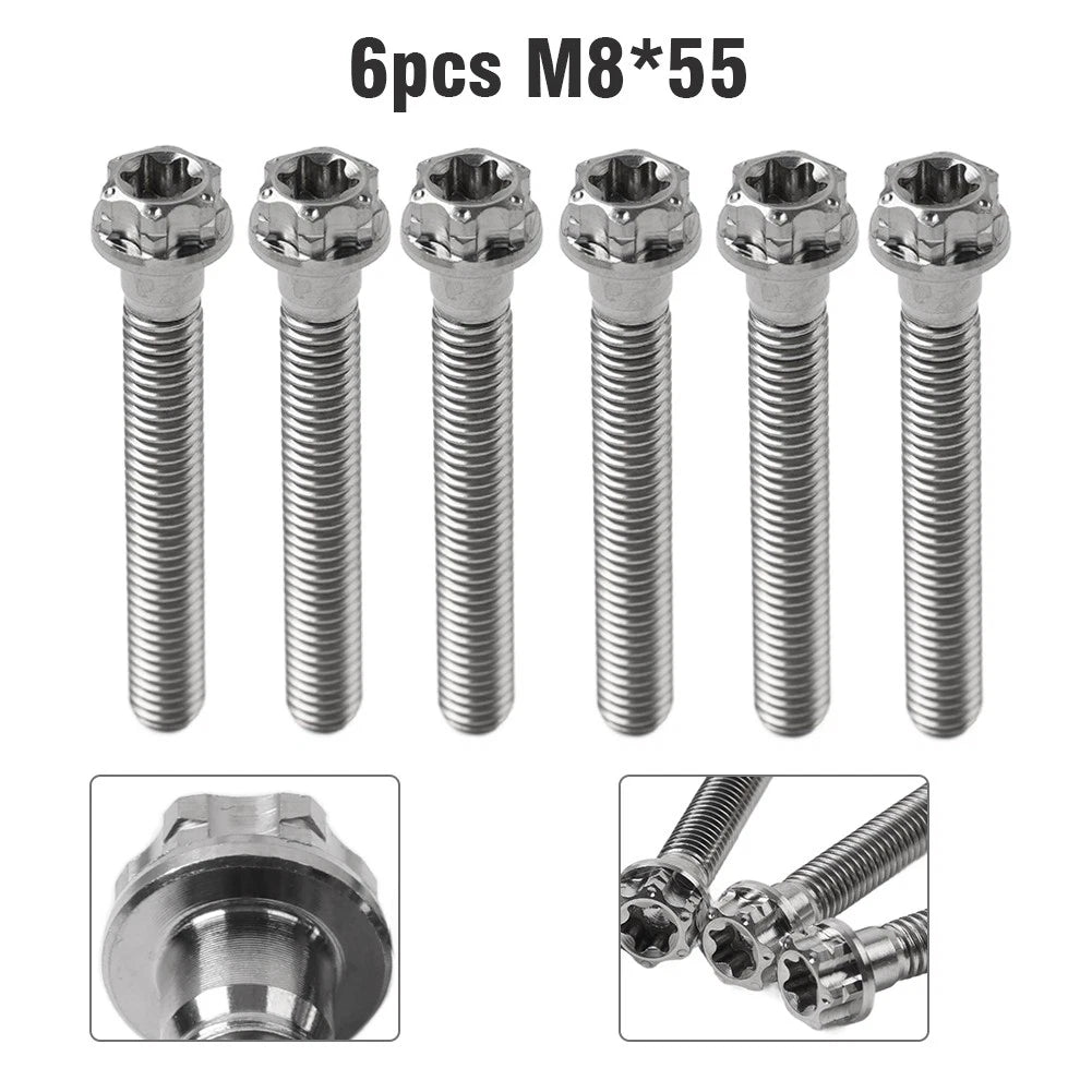 6X M8x55mm Titanium Torx Head Flange Screws for Motorcycle Bike