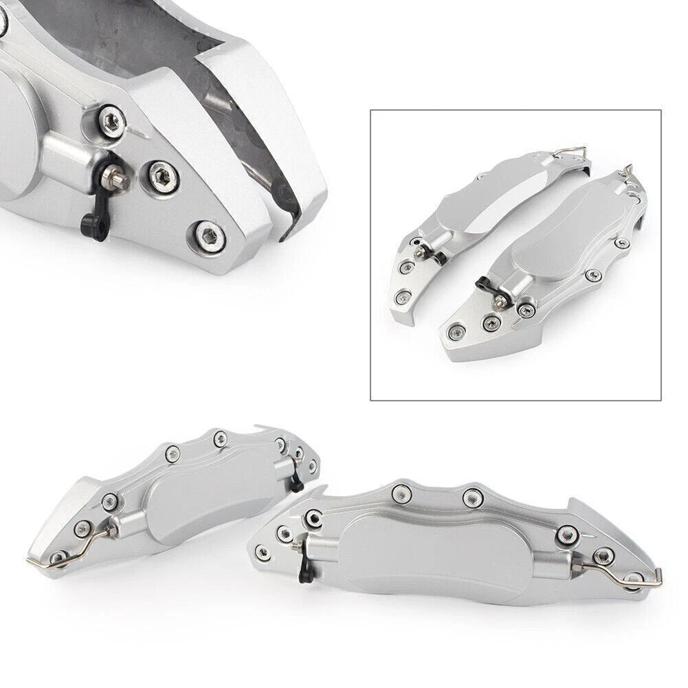 2X 3D Metal Brake Caliper Covers for Universal Fit (Front & Rear) Silver