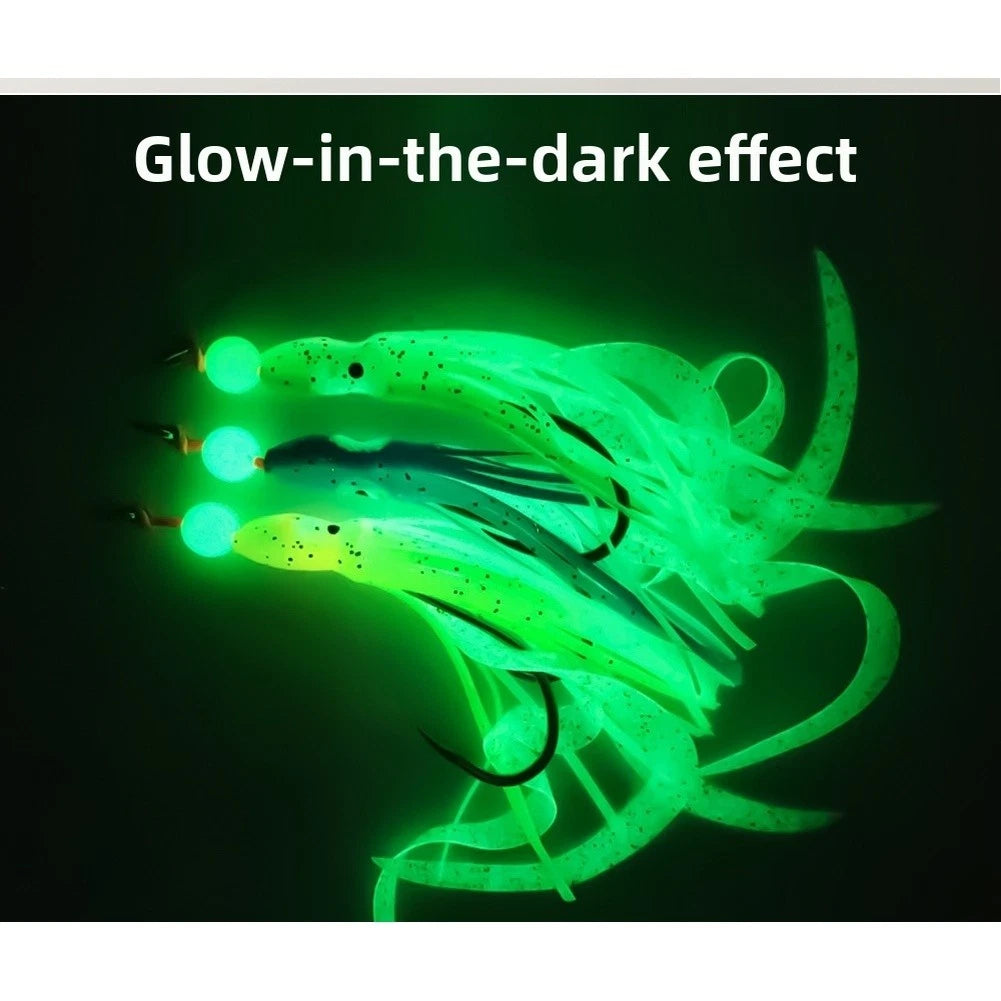 Squid Hook Glow in Dark with Offset Bend Shank (1.8cm Opening Width)